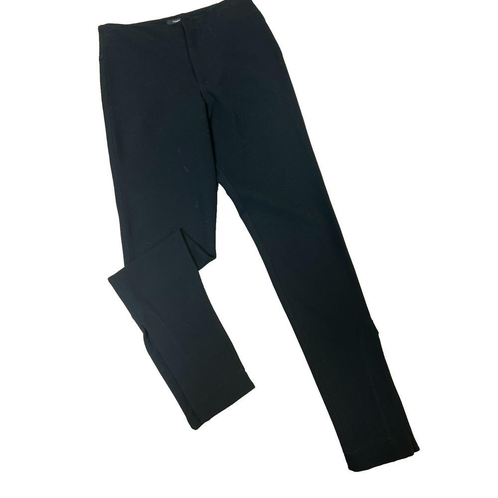 Bassike Slim Leg Pant Black Cotton Blend Faced Waist Zip‎ Front Leg Slit SZ 4/S
